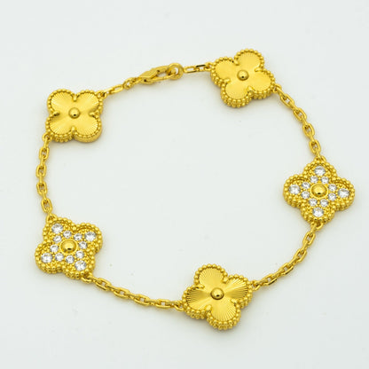 [Love More]CLOVER BRACELET 5 MOTIFS GOLD DIAMOND