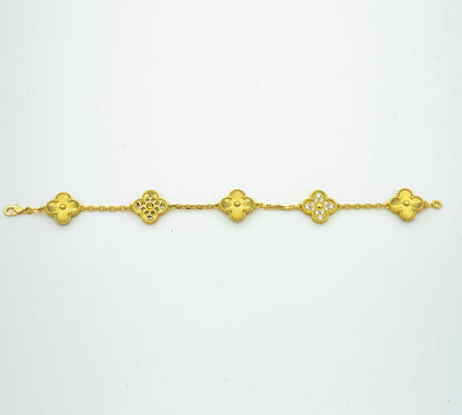 [Love More]CLOVER BRACELET 5 MOTIFS GOLD DIAMOND