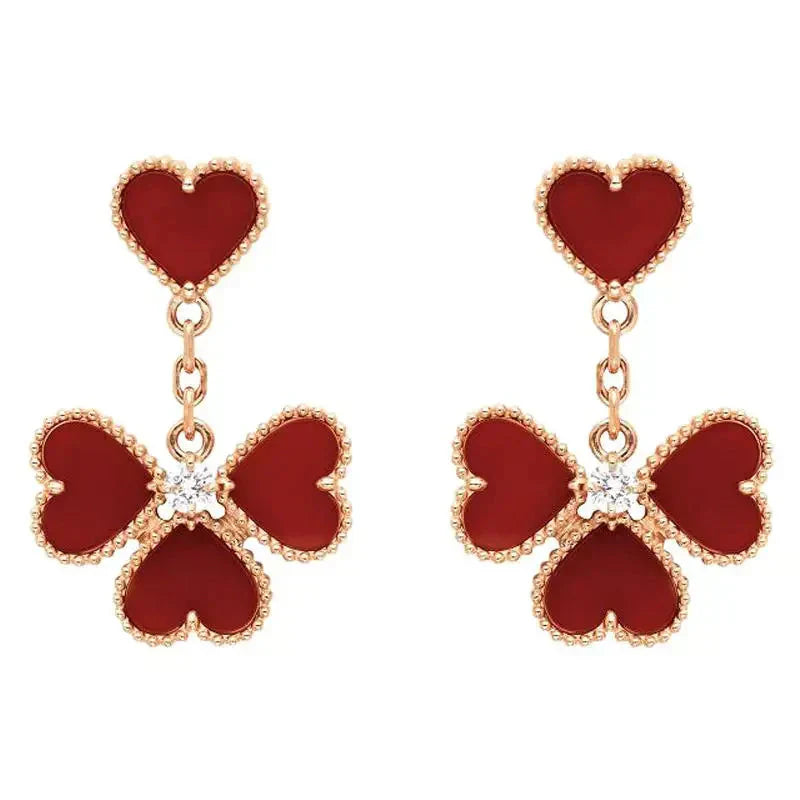 [Love More]SWEET CLOVER CARNELIAN EARRINGS