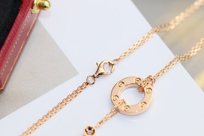 [Love More]LOVE NECKLACE ADJUSTABLE ROSE GOLD 2 DIAMOND