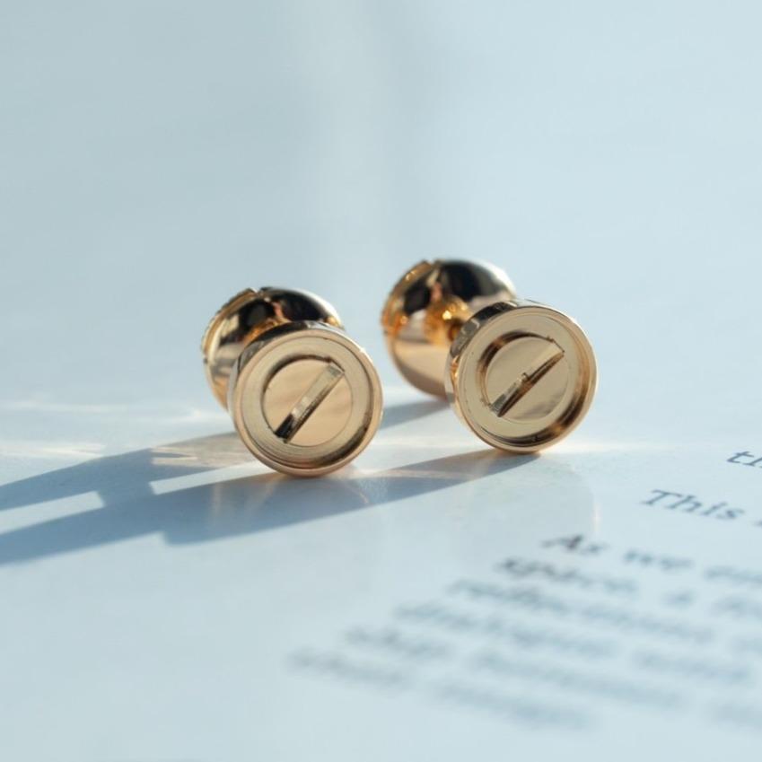 [Love More]LOVE EARRINGS PINK GOLD 10MM