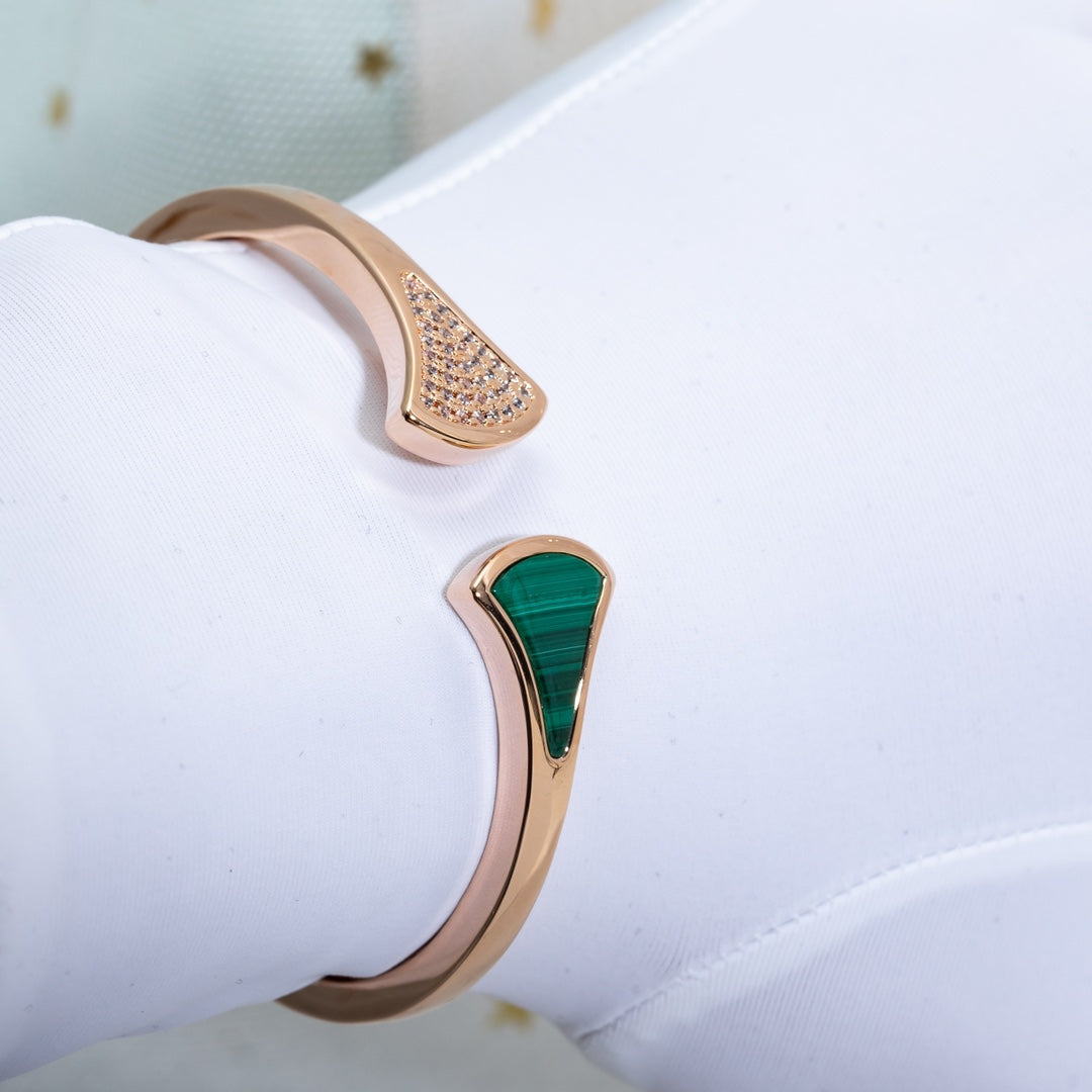 [Love More]DREAM BRACELET OPEN MALACHITE PINK GOLD