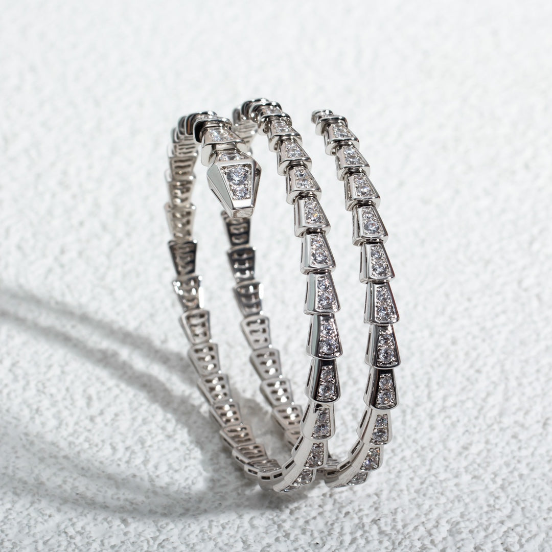 [Love More]SERPENTI BRACELET SILVER DIAMOND DOUBLE ROW