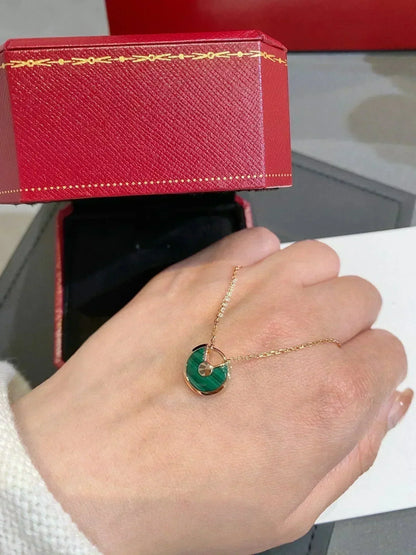 [Love More]AMULETTE ROSE GOLD MALACHITE NECKLACE