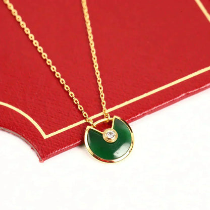 [Love More]AMULETTE GOLD MALACHITE NECKLACE