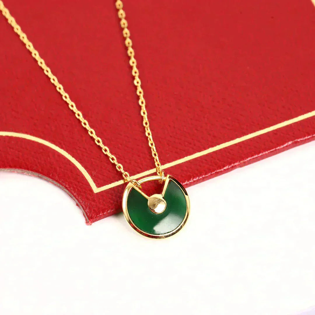 [Love More]AMULETTE GOLD MALACHITE NECKLACE