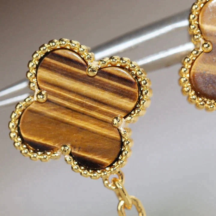 [Love More]CLOVER  2 MOTIF  TIGER EYE CARNELIAN EARRINGS