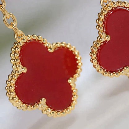 [Love More]CLOVER  2 MOTIF  TIGER EYE CARNELIAN EARRINGS