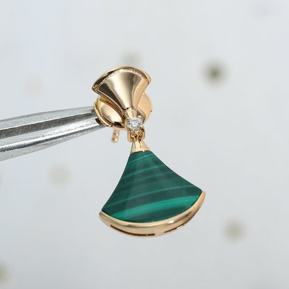 [Love More]DREAM MALACHITE PINK GOLD EARRINGS