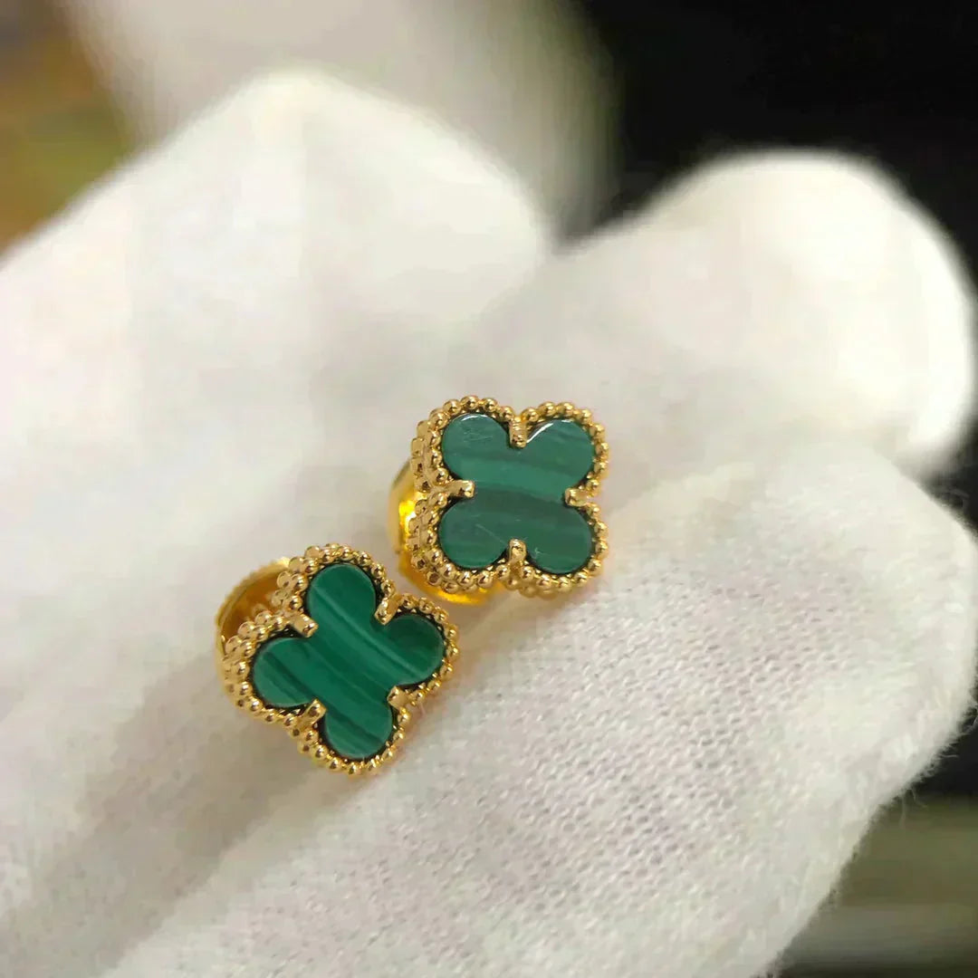 [Love More]CLOVER MINI 9.5MM MALACHITE  EARRINGS