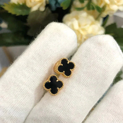 [Love More]CLOVER MINI 9.5MM BLACK MOP EARRINGS