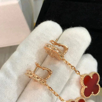 [Love More]CLOVER 2 MOTIF  LASER CARNELIAN EARRINGS