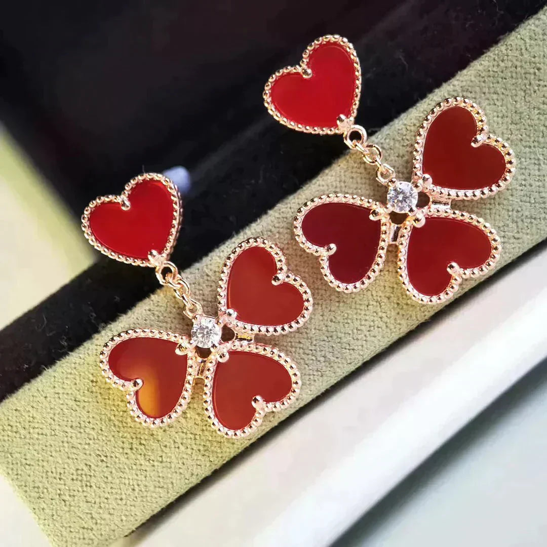 [Love More]SWEET CLOVER CARNELIAN EARRINGS