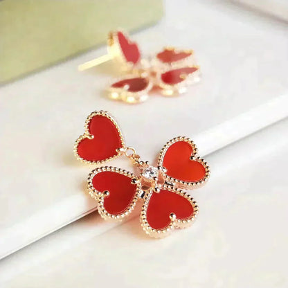 [Love More]SWEET CLOVER CARNELIAN EARRINGS