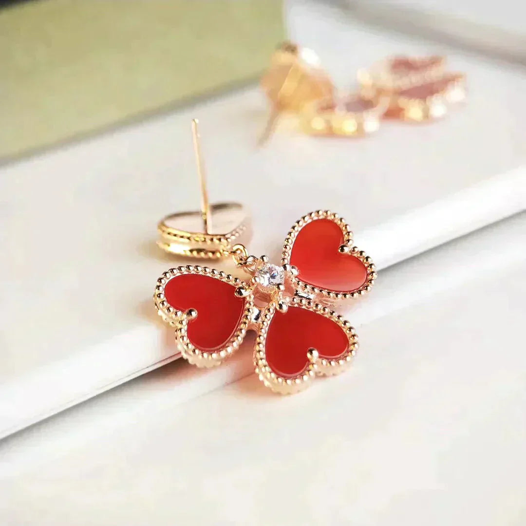 [Love More]SWEET CLOVER CARNELIAN EARRINGS