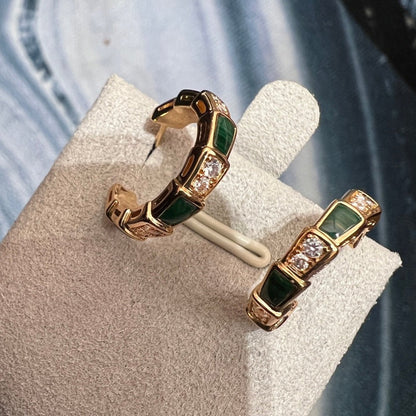 [Love More]SERPENTI MALACHITE PINK GOLD EARRINGS