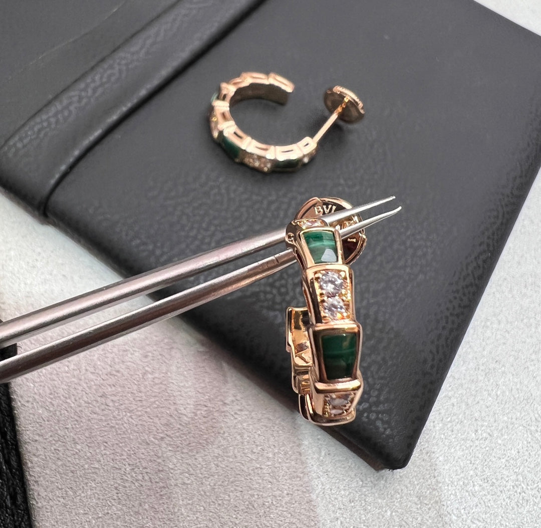 [Love More]SERPENTI MALACHITE PINK GOLD EARRINGS