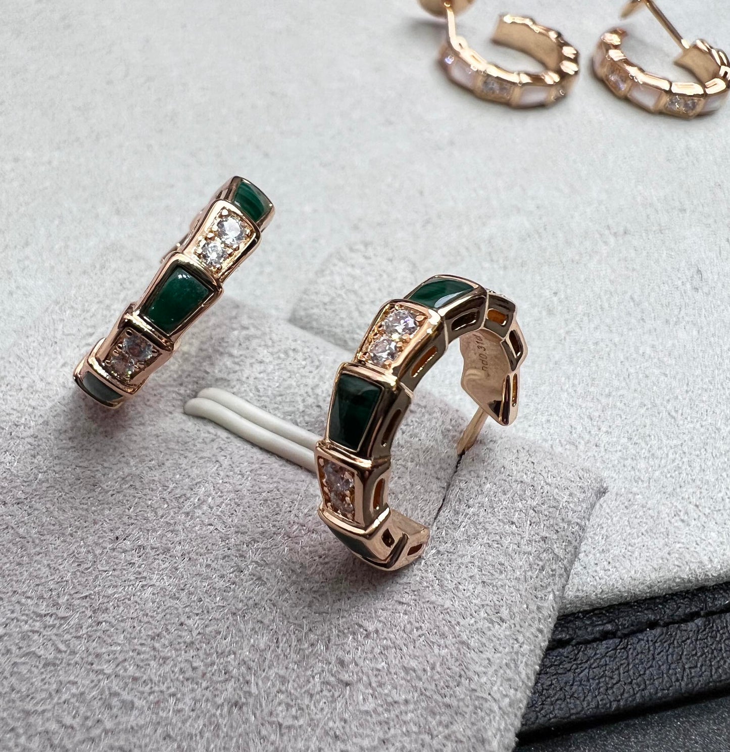 [Love More]SERPENTI MALACHITE PINK GOLD EARRINGS