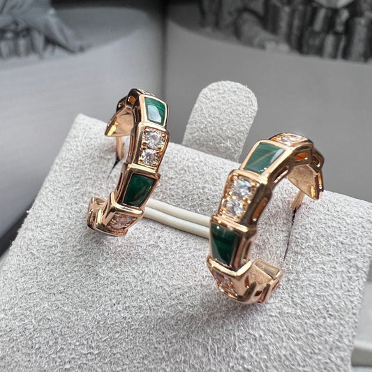 [Love More]SERPENTI MALACHITE PINK GOLD EARRINGS