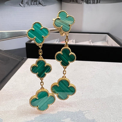 [Love More]CLOVER MALACHITE 3 MOTIFS GOLD