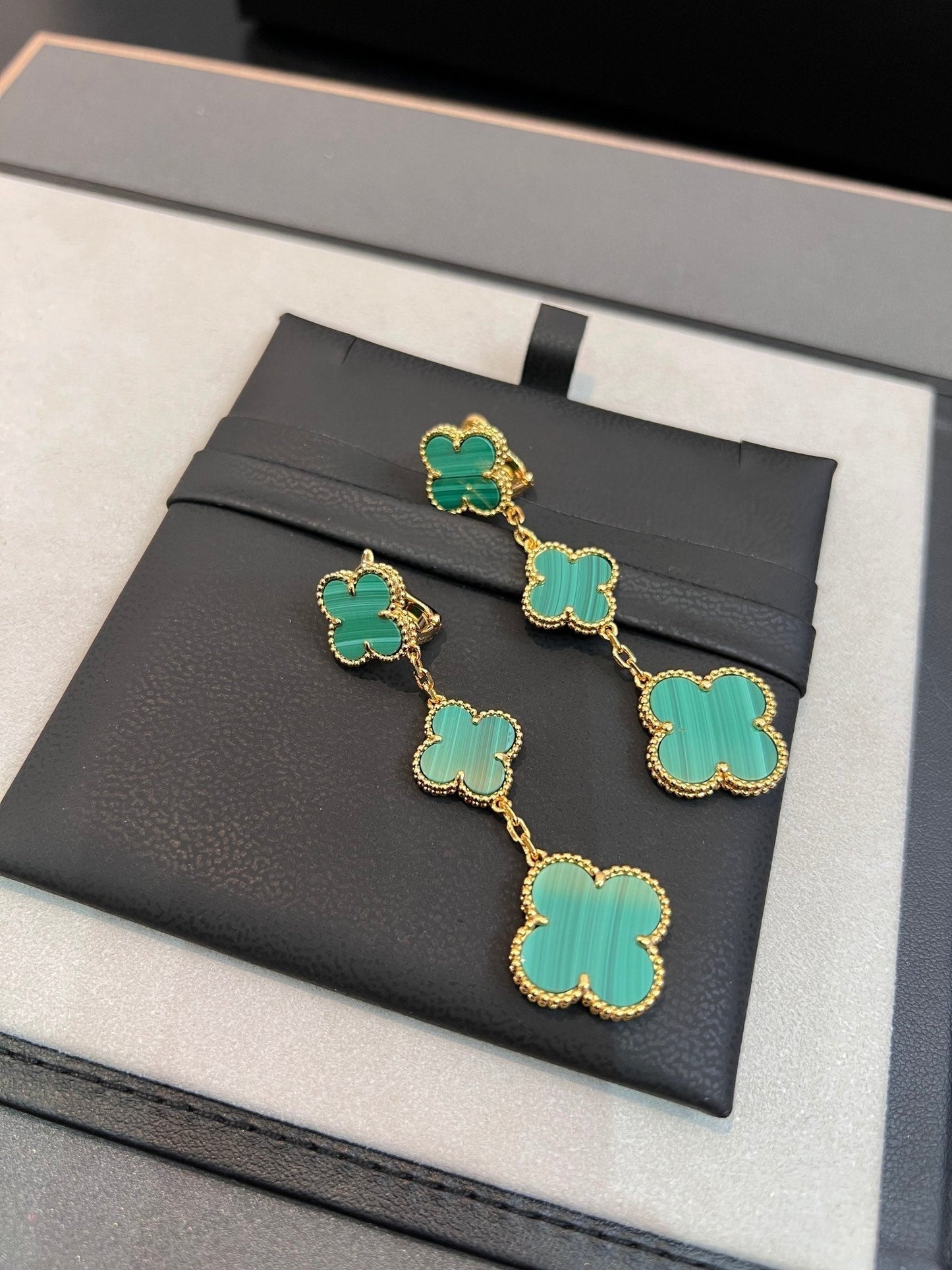 [Love More]CLOVER MALACHITE 3 MOTIFS GOLD