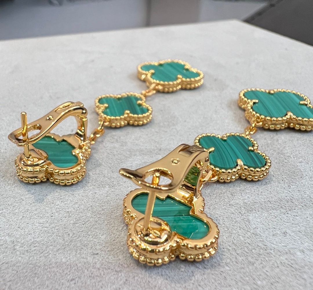 [Love More]CLOVER MALACHITE 3 MOTIFS GOLD