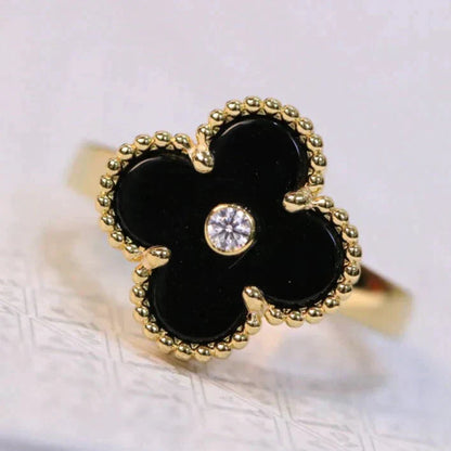 [Love More]CLOVER ONYX RING GOLD DIAMOND