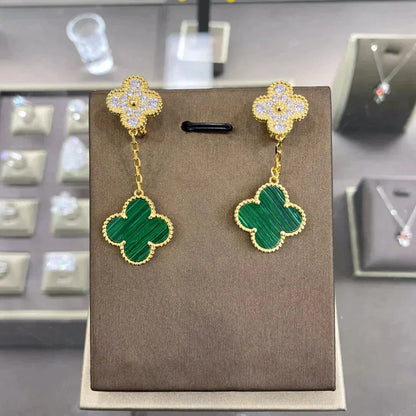 [Love More]CLOVER  2 MOTIFS  DIAMOND  EARRINGS (MULTIPLE CHOICESç´