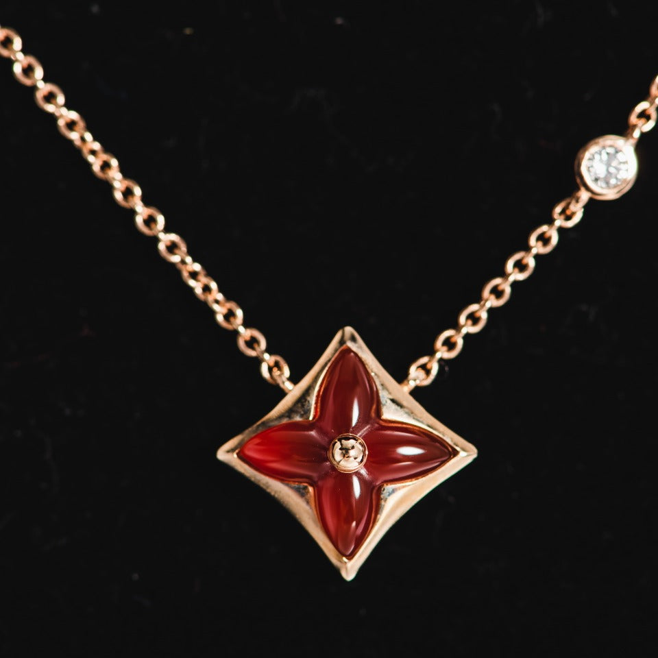 [Love More]STAR NECKLACE PINK GOLD 1 DIAMOND