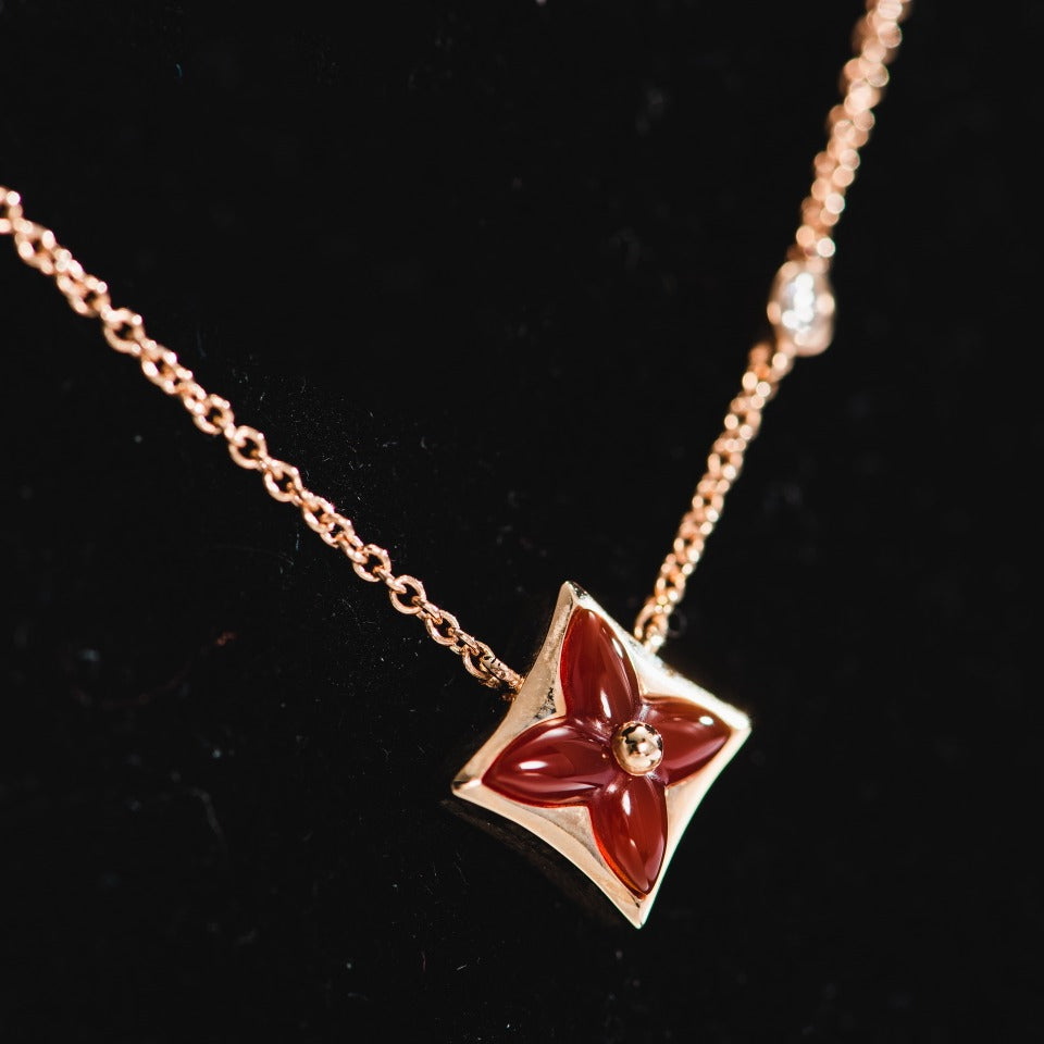 [Love More]STAR NECKLACE PINK GOLD 1 DIAMOND