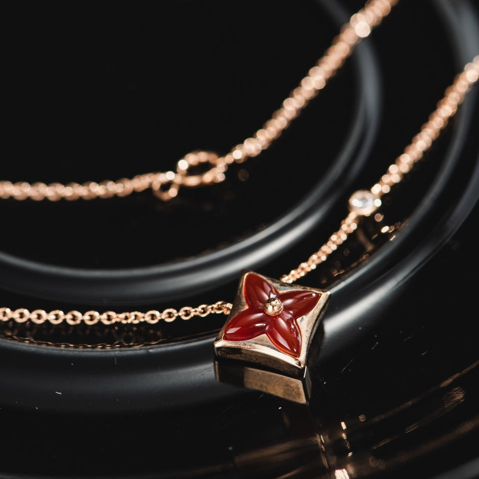 [Love More]STAR NECKLACE PINK GOLD 1 DIAMOND