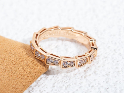 [Love More]SERPENTI RING PINK GOLD DIAMOND PAVED 3MM