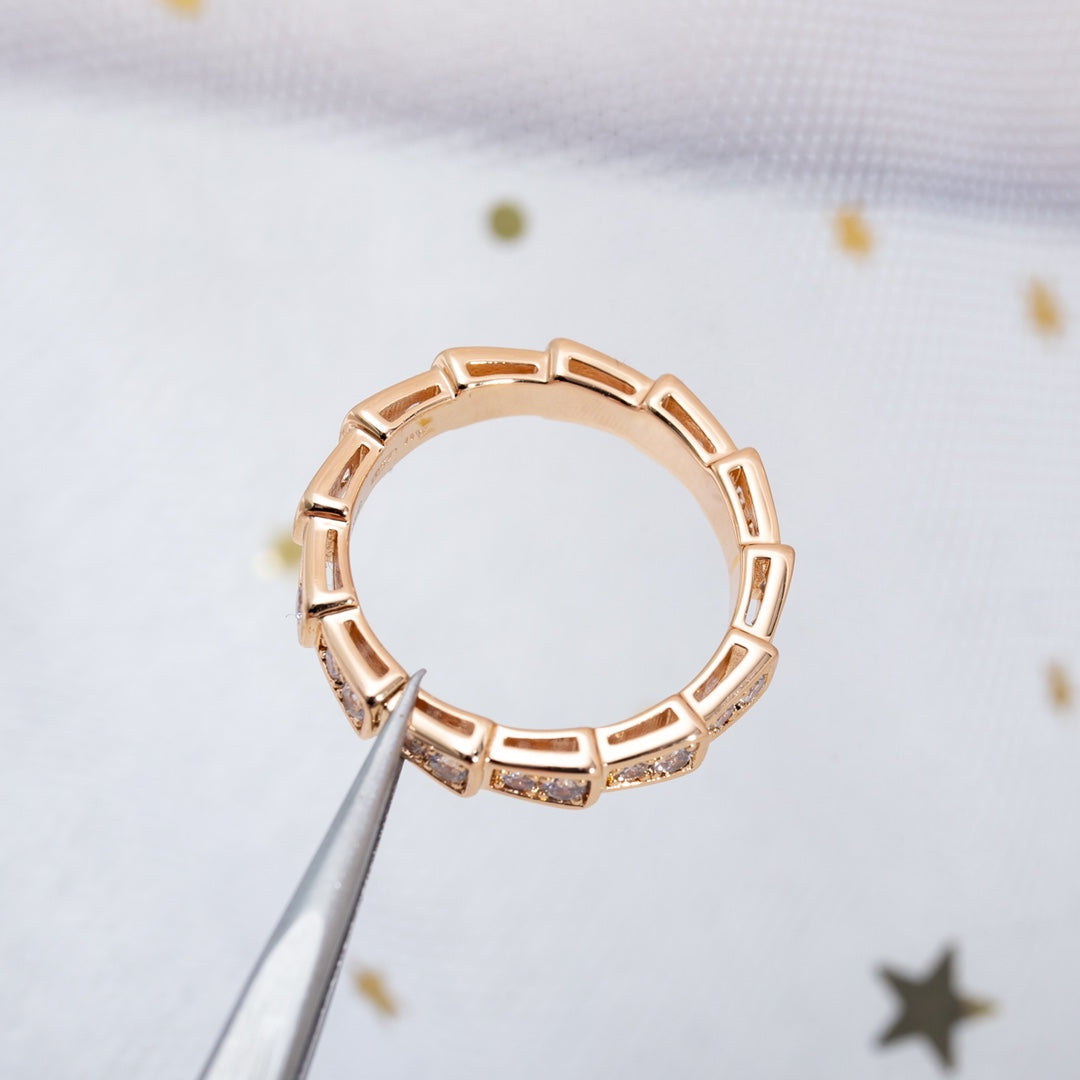 [Love More]SERPENTI RING PINK GOLD DIAMOND PAVED 3MM