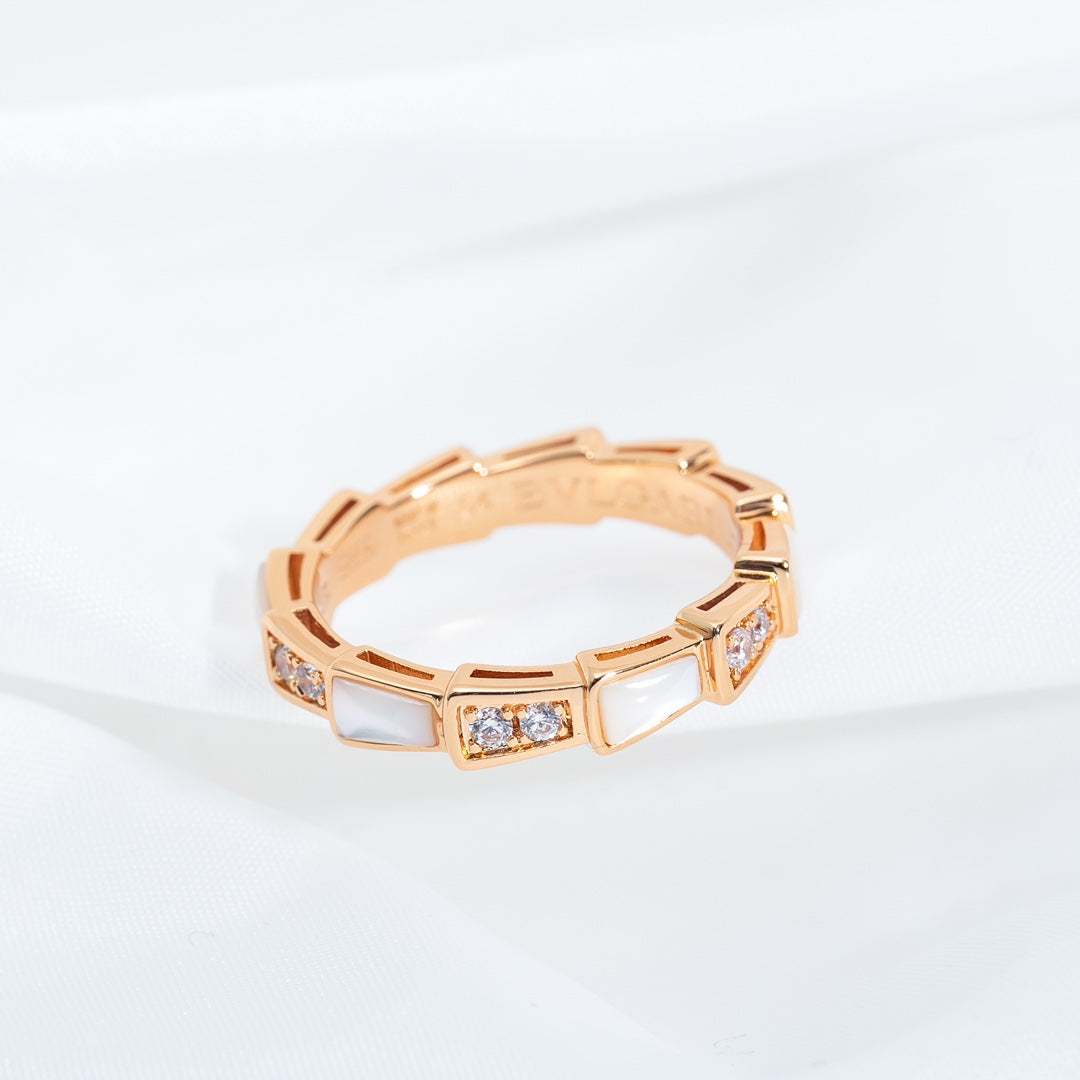 [Love More]SERPENTI RING PINK GOLD DIAMOND MOP 3MM