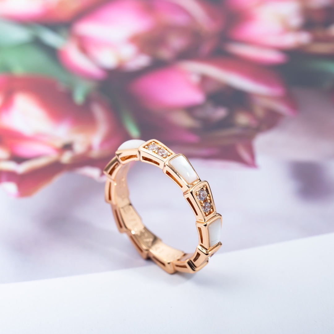 [Love More]SERPENTI RING PINK GOLD DIAMOND MOP 3MM