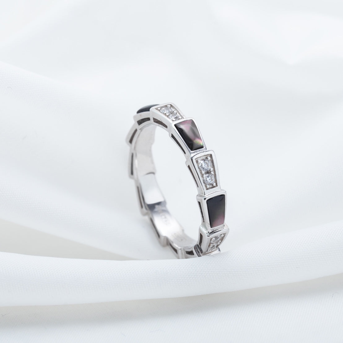 [Love More]SERPENTI RING SILVER  DIAMOND BLACK MOP 3MM