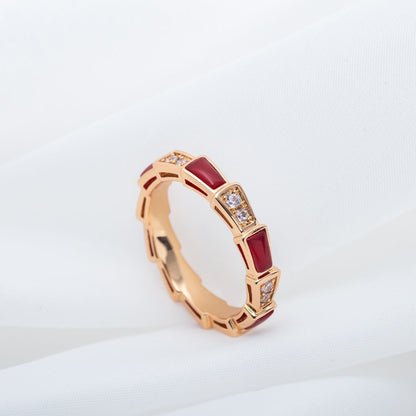 [Love More]SERPENTI RING PINK GOLD CARNELIAN DIAMOND 3MM