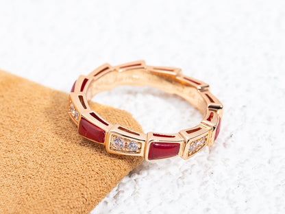 [Love More]SERPENTI RING PINK GOLD CARNELIAN DIAMOND 3MM