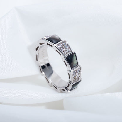 [Love More]SERPENTI RING SILVER DIAMOND BLACK MOP 4MM