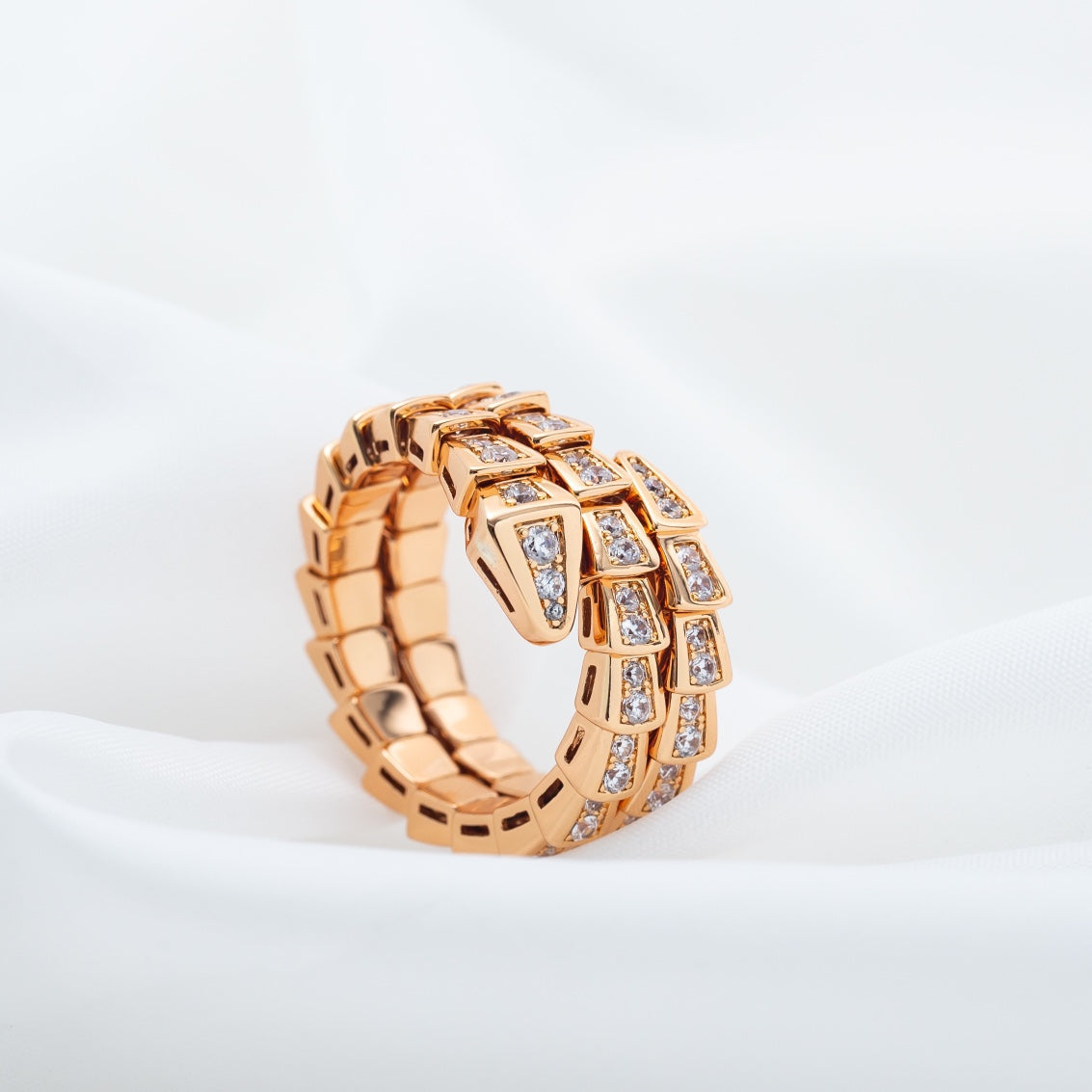 [Love More]SERPENTI RING PINK GOLD DIAMOND DOUBLE ROW