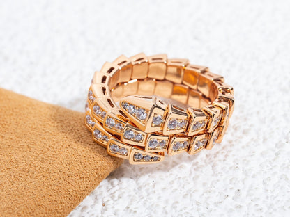 [Love More]SERPENTI RING PINK GOLD DIAMOND DOUBLE ROW