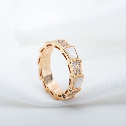 [Love More]SERPENTI RING PINK GOLD MOP DIAMOND PAVED 4MM