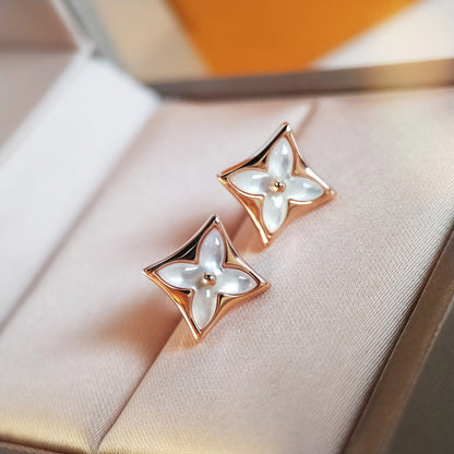 [Love More]STAR MOP PINK GOLD EARRINGS