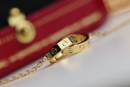 [Love More]LOVE NECKLACE DOUBLE RING GOLD