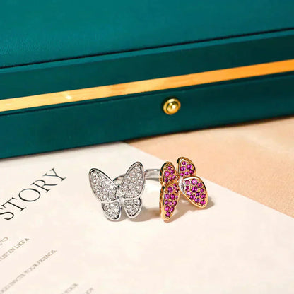 [Love More]TWIN BUTTERFLY DIAMOND RING