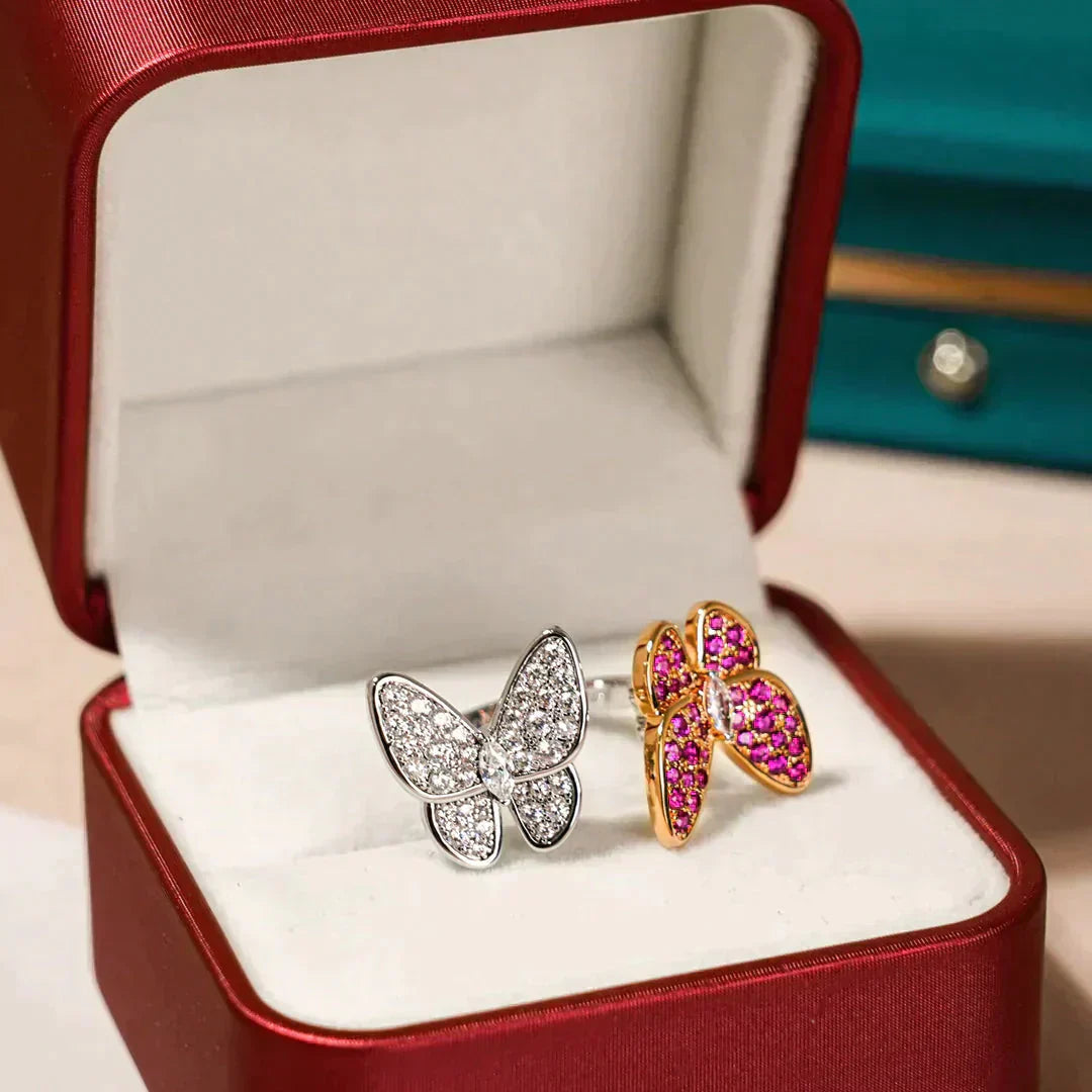 [Love More]TWIN BUTTERFLY DIAMOND RING