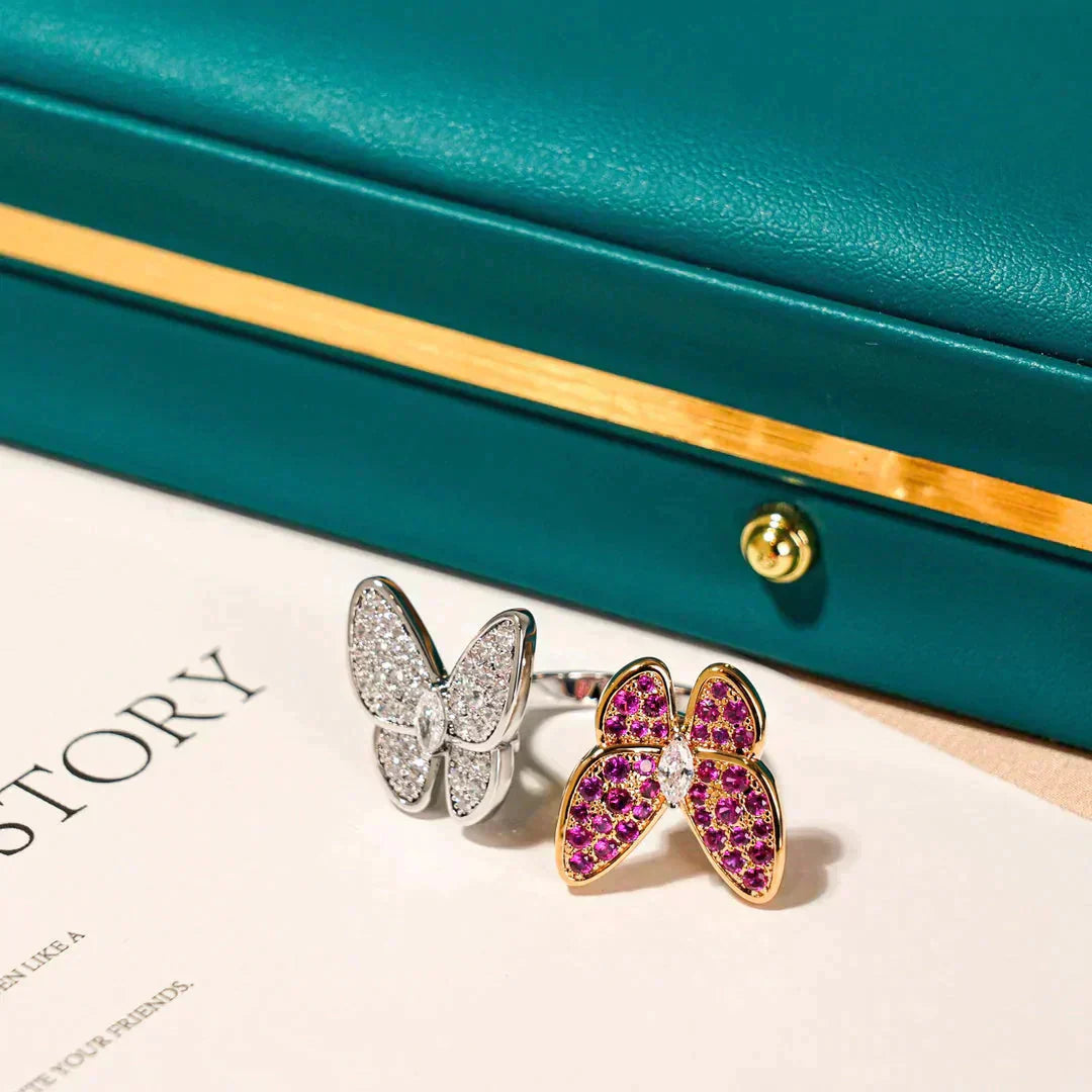 [Love More]TWIN BUTTERFLY DIAMOND RING