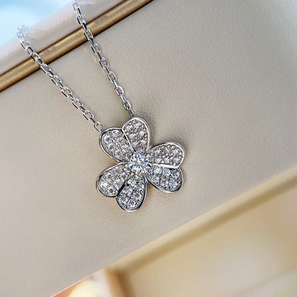 [Love More]CLOVER DIAMOND NECKLACE SILVER