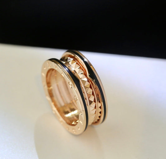 [Love More]ZERO 1 PINK GOLD BLACK CERAMIC RING