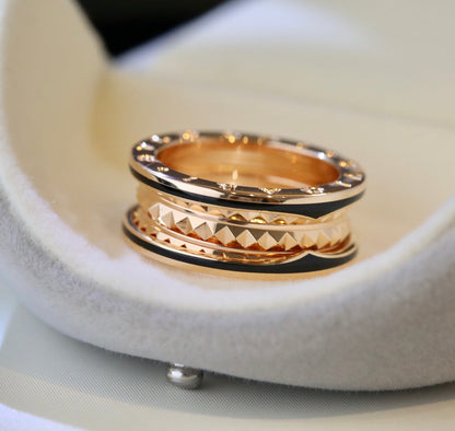 [Love More]ZERO 1 PINK GOLD BLACK CERAMIC RING